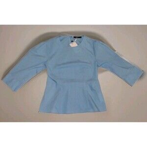 NWT G2000 Womens Preppy Blue Shirt Sz 38 M Zip Back Cotton Business Career Chic